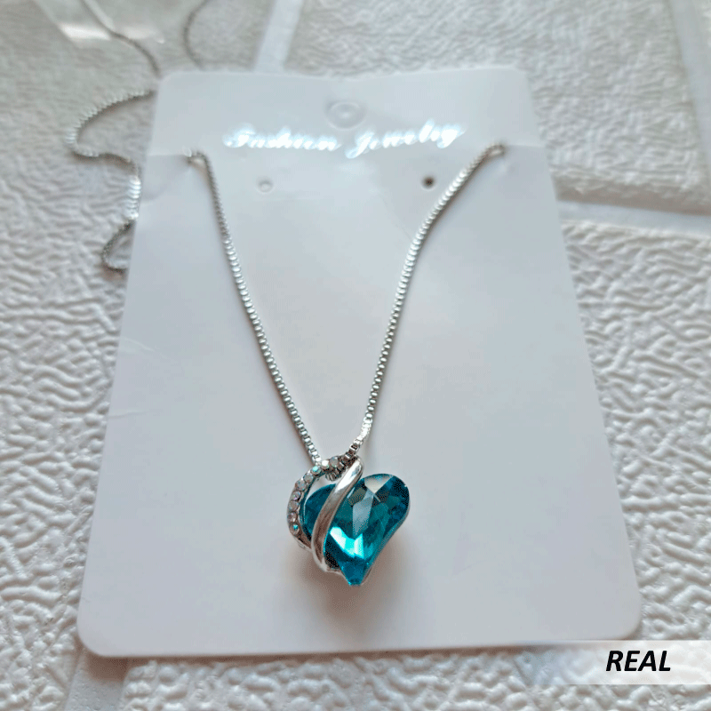 Collar de corazón de cristal de colores - Imagen 2